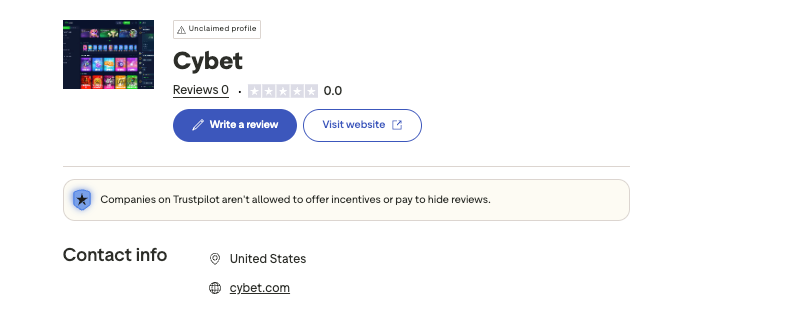 cybet trustpilot profile