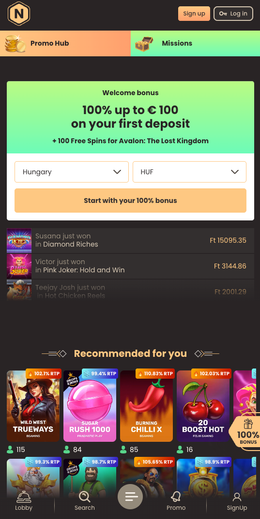 National Casino mobile home screen, screenshot taken on an iPhone in September 2025.