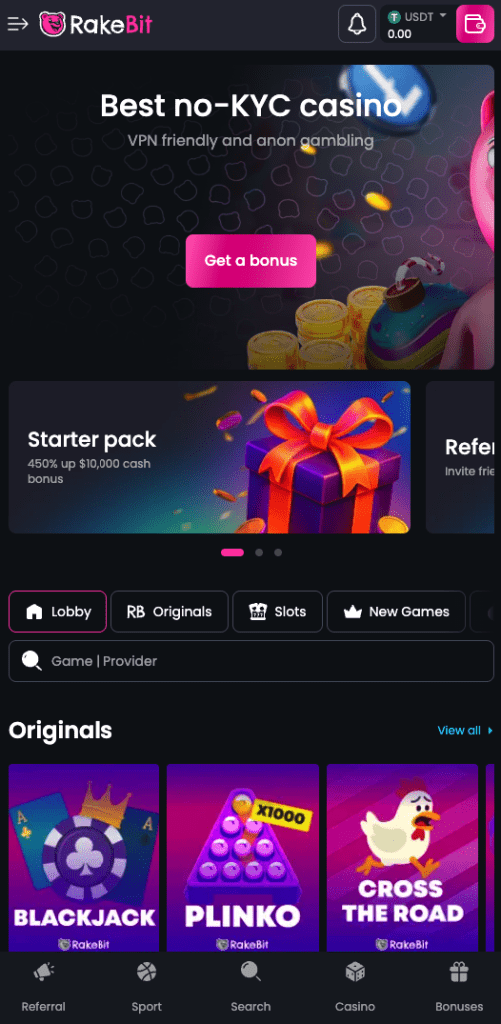 Rakebit mobile screenshot
