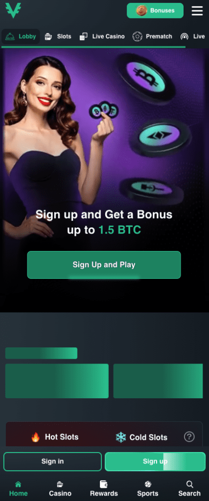 vave casino mobile screenshot taken in 2025 september