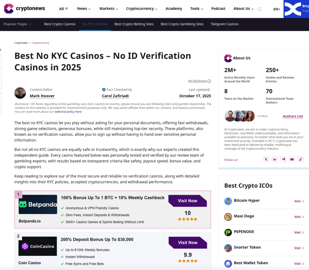 cryptonews screenshot