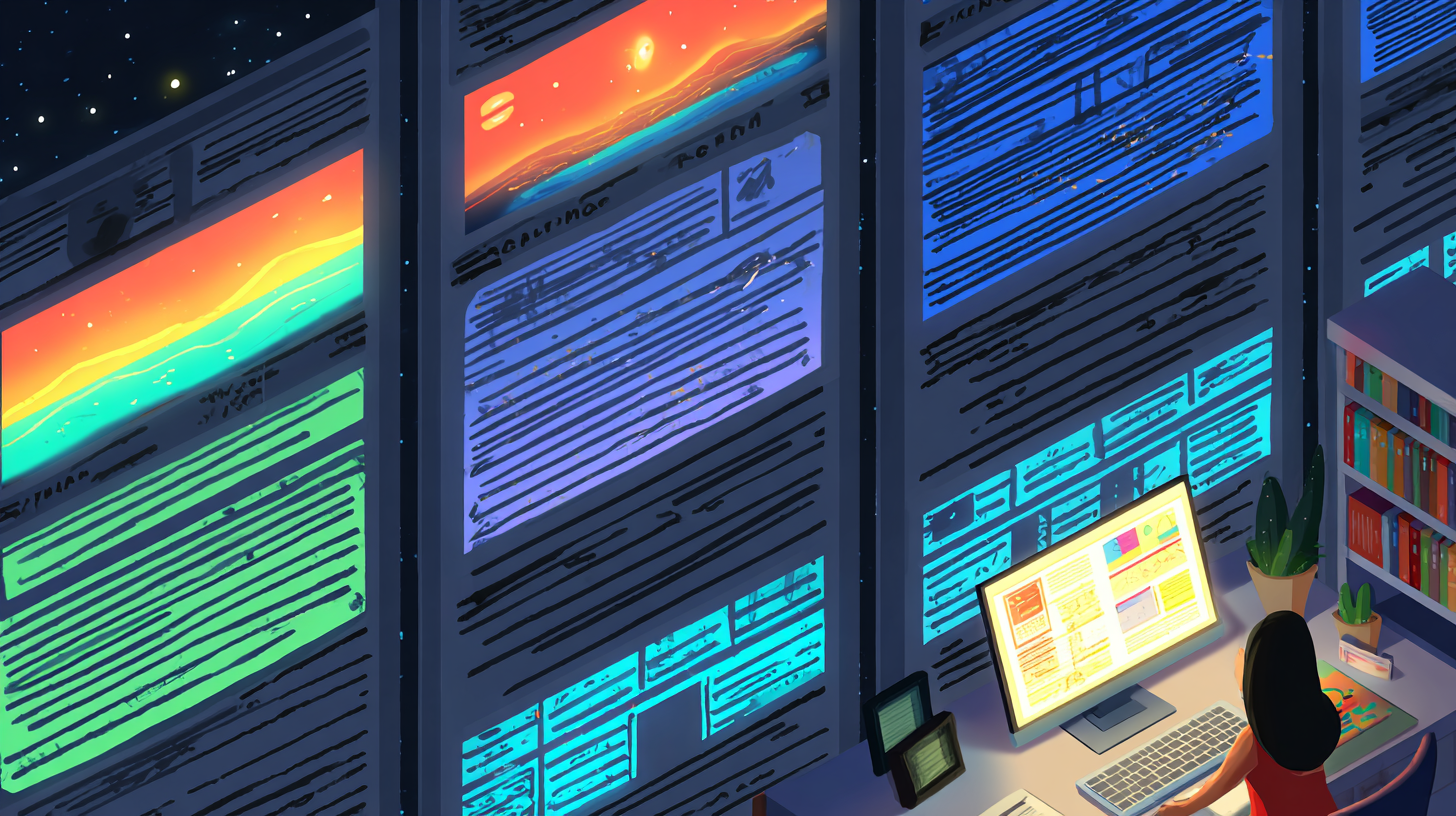 Illustration of rows of anonymous writers producing identical online casino reviews on glowing red screens, symbolizing mass-produced affiliate content and fake VPN casino lists.